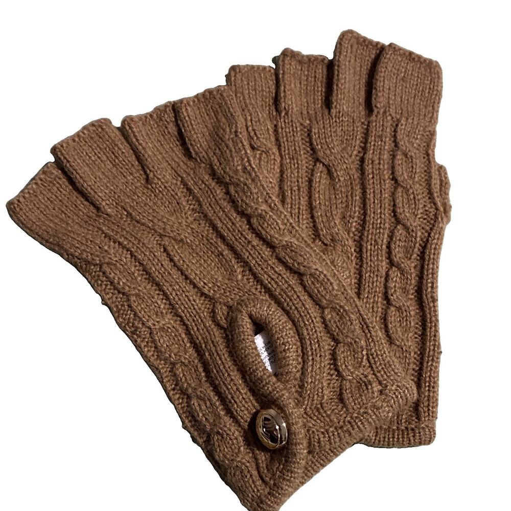 MICHAEL Michael Kors Fingerless Texting Gloves Arm Warmers Beige Tan One Size